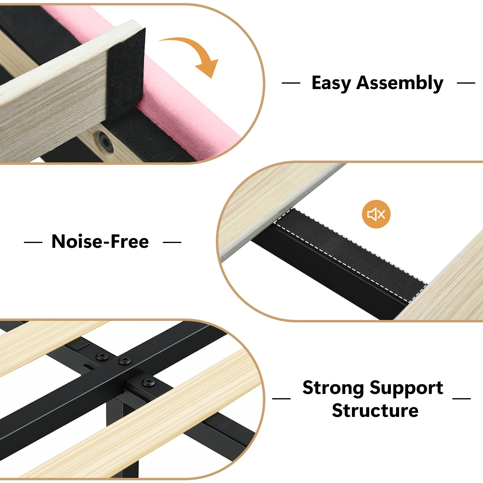 4 EVER WINNER Velvet Upholstered Platform Bed Frame with Diamond Headboard & Footboard, Twin/ Full/ Queen /King Size Bed Frame Wooden Slats Support No Box Spring Needed Easy Assembly, Black /White /Pink/ Blue /Green