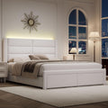 4 EVER WINNER Twin /Full/Queen/KIng Size Bed Frame, Upholstered Bed Frame with Headboard, No Box Spring Required, Easy AssemblyBEAX691-LEDPUTian-WQ