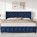 4 EVER WINNER Twin /Full/Queen/KIng Size Bed Frame, Upholstered Bed Frame with Headboard, No Box Spring Required, Easy AssemblyBEAX643-BedsilverBLK