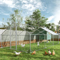 4 EVER WINNER Large Metal Chicken Coop, Walk-in Chicken Run with Reinforced Wire Mesh, Waterproof & Anti-UV Cover, Outdoor Poultry Cage for Chickens, Ducks & Rabbits, Backyard Farm PenPCAX029-Spire Roof-PCAX029