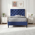 4 EVER WINNER Twin /Full/Queen/KIng Size Bed Frame, Upholstered Bed Frame with Headboard, No Box Spring Required, Easy AssemblyBEAX466-METALLED-T-Gray